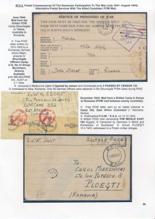POSTAL HISTORY OF ROMANIA DURING WORLD WAR II - INTERNATIONAL CONNECTIONS – sheet 86