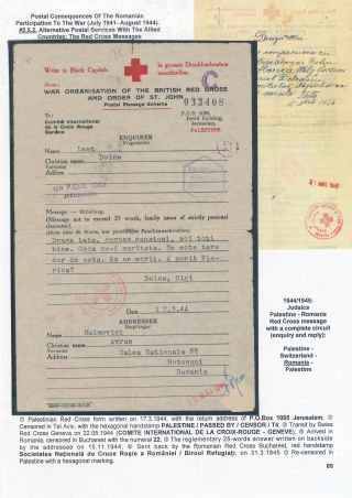 POSTAL HISTORY OF ROMANIA DURING WORLD WAR II - INTERNATIONAL CONNECTIONS – sheet 89