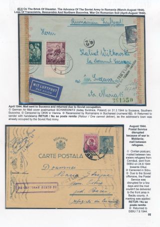 POSTAL HISTORY OF ROMANIA DURING WORLD WAR II - INTERNATIONAL CONNECTIONS – sheet 92