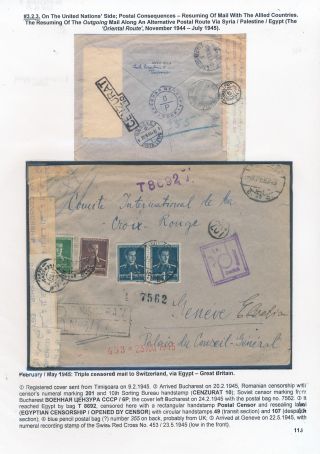 POSTAL HISTORY OF ROMANIA DURING WORLD WAR II - INTERNATIONAL CONNECTIONS – sheet 113