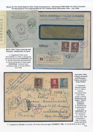 POSTAL HISTORY OF ROMANIA DURING WORLD WAR II - INTERNATIONAL CONNECTIONS – sheet 114