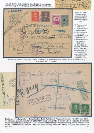 POSTAL HISTORY OF ROMANIA DURING WORLD WAR II - INTERNATIONAL CONNECTIONS – sheet 115