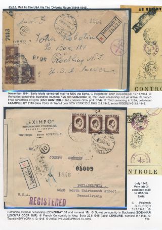 POSTAL HISTORY OF ROMANIA DURING WORLD WAR II - INTERNATIONAL CONNECTIONS – sheet 116
