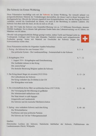SWITZERLAND IN THE FIRST WORLD WAR – sheet 1