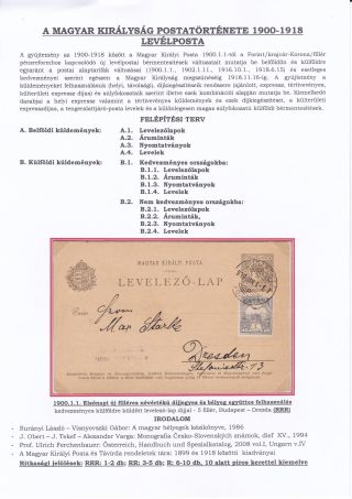 POŠTOVNÍ HISTORIE UHERSKÉHO KRÁLOVSTVÍ 1900-1918 - DOPISY, DOPISNICE - maďarsky – list 1
