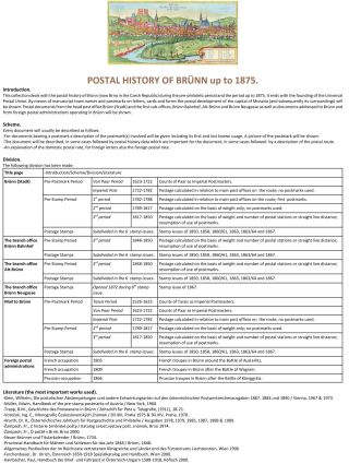 POŠTOVNÍ HISTORIE BRNA DO ROKU 1875 – list 1