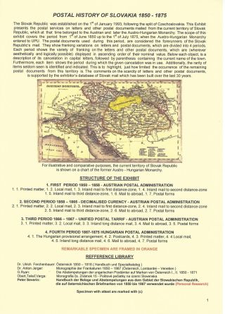 POSTGESCHICHTE DER SLOWAKEI 1850-1875 – Blatt 1