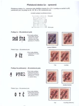 UNTERTYPE DES ÜBERDRUCKES "A" DER AUSGABE POŠTA ČESKOSLOVENSKÁ 1919 – Blatt 2