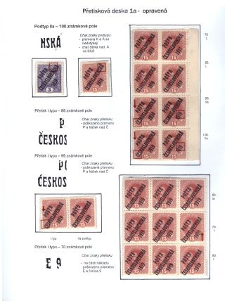 UNTERTYPE DES ÜBERDRUCKES "A" DER AUSGABE POŠTA ČESKOSLOVENSKÁ 1919 – Blatt 4