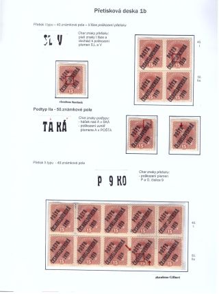 UNTERTYPE DES ÜBERDRUCKES "A" DER AUSGABE POŠTA ČESKOSLOVENSKÁ 1919 – Blatt 7