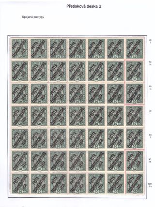 UNTERTYPE DES ÜBERDRUCKES "A" DER AUSGABE POŠTA ČESKOSLOVENSKÁ 1919 – Blatt 16
