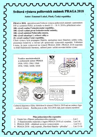 WORLD STAMP EXHIBITION PRAGA 2018 – sheet 1