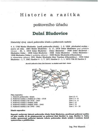 HISTORIE A RAZÍTKA POŠTOVNÍHO ÚŘADU DOLNÍ BLUDOVICE – list 1