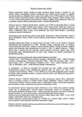 HISTORIE A RAZÍTKA POŠTOVNÍHO ÚŘADU DOLNÍ BLUDOVICE – list 2