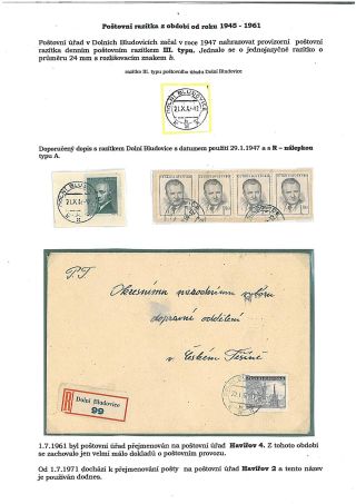 HISTORIE A RAZÍTKA POŠTOVNÍHO ÚŘADU DOLNÍ BLUDOVICE – list 18