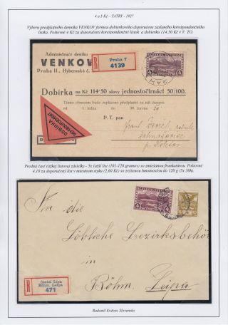 TSCHECHOSLOWAKEI 1918-39: 4 und 5 K HOHE TATRA – Blatt 6