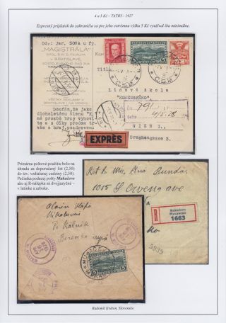 TSCHECHOSLOWAKEI 1918-39: 4 und 5 K HOHE TATRA – Blatt 10