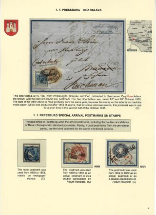 STEMPELN VON SLOWAKISCHEN POSTAMTEN, IN DER ZEITRAUM 1850-1867 – Blatt 4