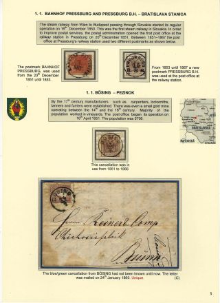 STEMPELN VON SLOWAKISCHEN POSTAMTEN, IN DER ZEITRAUM 1850-1867 – Blatt 5