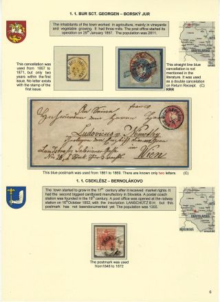 STEMPELN VON SLOWAKISCHEN POSTAMTEN, IN DER ZEITRAUM 1850-1867 – Blatt 6