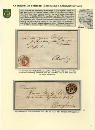 STEMPELN VON SLOWAKISCHEN POSTAMTEN, IN DER ZEITRAUM 1850-1867 – Blatt 7
