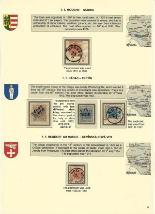 STEMPELN VON SLOWAKISCHEN POSTAMTEN, IN DER ZEITRAUM 1850-1867 – Blatt 9