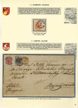 STEMPELN VON SLOWAKISCHEN POSTAMTEN, IN DER ZEITRAUM 1850-1867 – Blatt 10