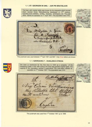 STEMPELN VON SLOWAKISCHEN POSTAMTEN, IN DER ZEITRAUM 1850-1867 – Blatt 13