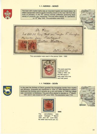 STEMPELN VON SLOWAKISCHEN POSTAMTEN, IN DER ZEITRAUM 1850-1867 – Blatt 14