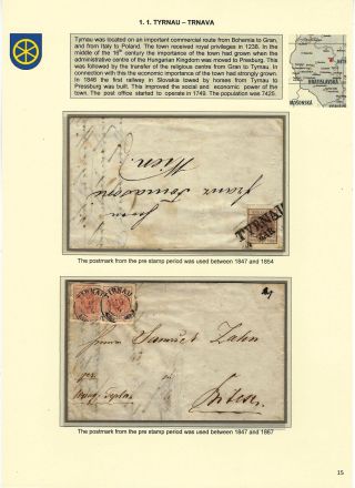 STEMPELN VON SLOWAKISCHEN POSTAMTEN, IN DER ZEITRAUM 1850-1867 – Blatt 15