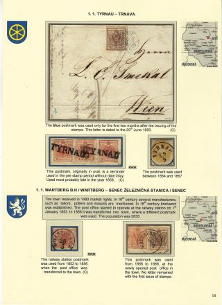 STEMPELN VON SLOWAKISCHEN POSTAMTEN, IN DER ZEITRAUM 1850-1867 – Blatt 16