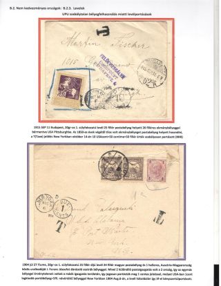 HUNGARY: UPU SHIPMENTS BURDENED WITH POSTAGE DUE 1900-1918 – sheet 9