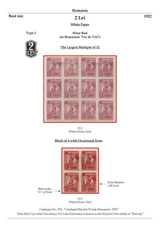 RUMÄNIEN: KÖNIG FERDINAND 1920-26 – Blatt 86