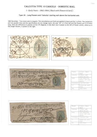POSTGESCHICHTE VON KALKUTTA - POSTSTEMPELN TYPE 10 (1862-1873) – Blatt 4