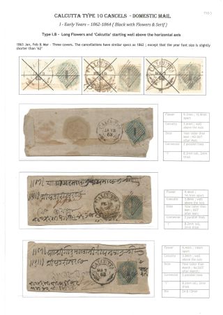POSTGESCHICHTE VON KALKUTTA - POSTSTEMPELN TYPE 10 (1862-1873) – Blatt 5