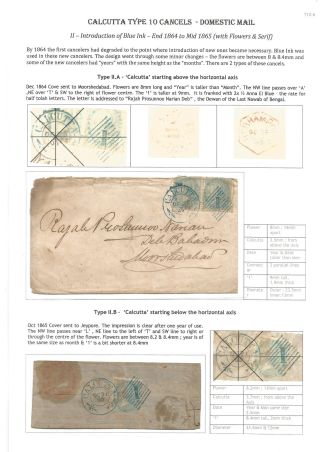 POSTGESCHICHTE VON KALKUTTA - POSTSTEMPELN TYPE 10 (1862-1873) – Blatt 8