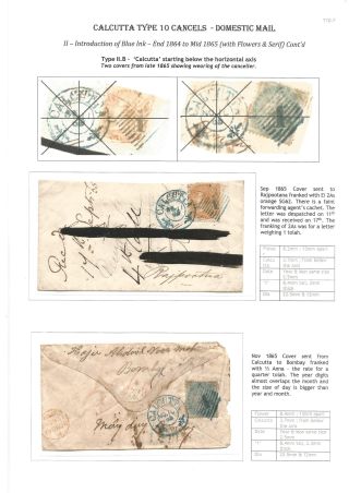 POSTGESCHICHTE VON KALKUTTA - POSTSTEMPELN TYPE 10 (1862-1873) – Blatt 9