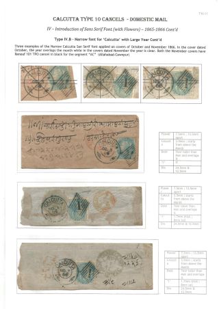 POSTGESCHICHTE VON KALKUTTA - POSTSTEMPELN TYPE 10 (1862-1873) – Blatt 13