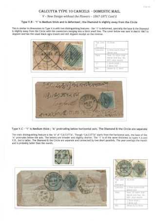 POSTGESCHICHTE VON KALKUTTA - POSTSTEMPELN TYPE 10 (1862-1873) – Blatt 16
