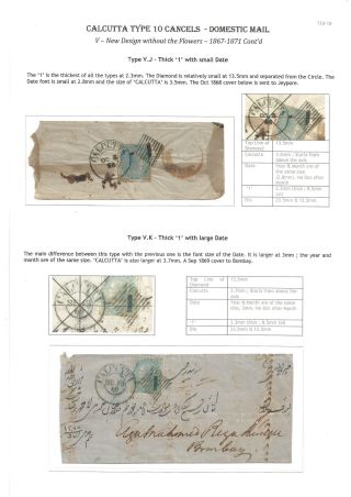 POSTGESCHICHTE VON KALKUTTA - POSTSTEMPELN TYPE 10 (1862-1873) – Blatt 20