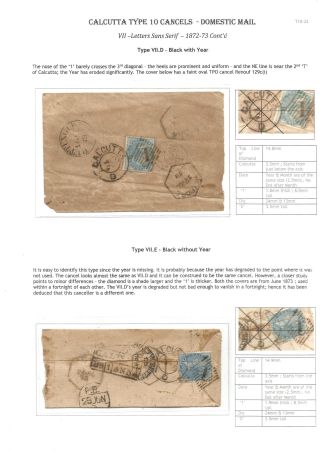 POSTGESCHICHTE VON KALKUTTA - POSTSTEMPELN TYPE 10 (1862-1873) – Blatt 25