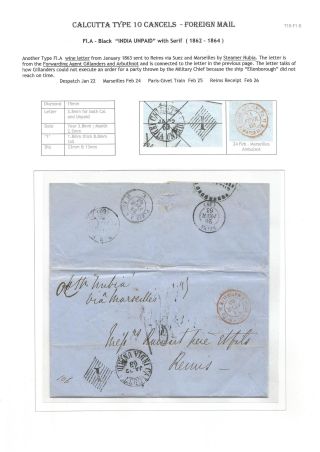 POSTGESCHICHTE VON KALKUTTA - POSTSTEMPELN TYPE 10 (1862-1873) – Blatt 27