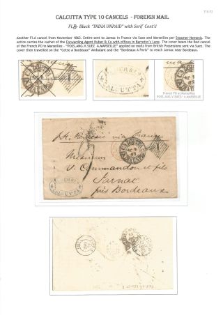 POSTGESCHICHTE VON KALKUTTA - POSTSTEMPELN TYPE 10 (1862-1873) – Blatt 29