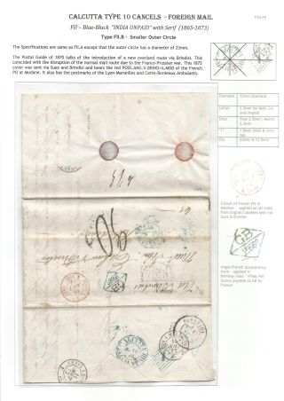 POSTGESCHICHTE VON KALKUTTA - POSTSTEMPELN TYPE 10 (1862-1873) – Blatt 32