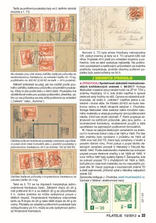 ČESKOSLOVENSKO - ÚVOD KE SBÍRÁNÍ EMISE HRADČANY – list 75