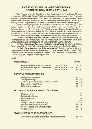 POSTAL TRAFFIC IN PROTECTORATE BOHEMIA AND MORAVIA 1939-1945 – sheet 1