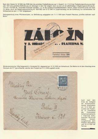 POSTAL TRAFFIC IN PROTECTORATE BOHEMIA AND MORAVIA 1939-1945 – sheet 16