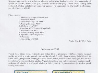 PROJEKT APOST NA POŠTÁCH ČESKÉ REPUBLIKY 1994-2019