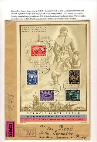 BLOCK TO 1st ANNIVERSARY OF THE SLOVAK NATIONAL UPRISING AND ITS POSTAL USAGE – sheet 5