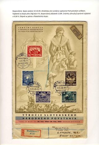 BLOCK TO 1st ANNIVERSARY OF THE SLOVAK NATIONAL UPRISING AND ITS POSTAL USAGE – sheet 6
